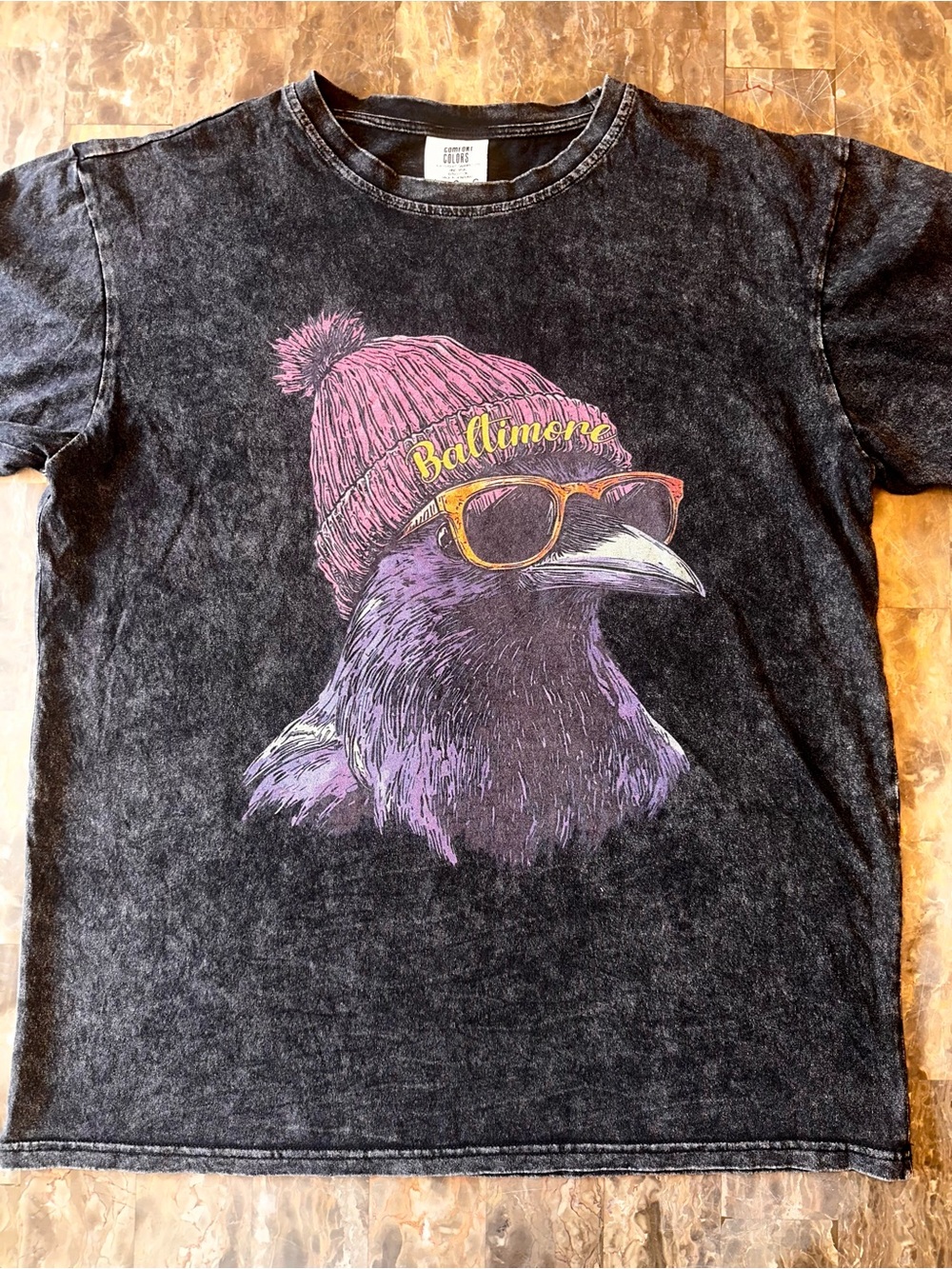 Comfort Colors Baltimore Ravens Acid Wash Graphic Tee Large